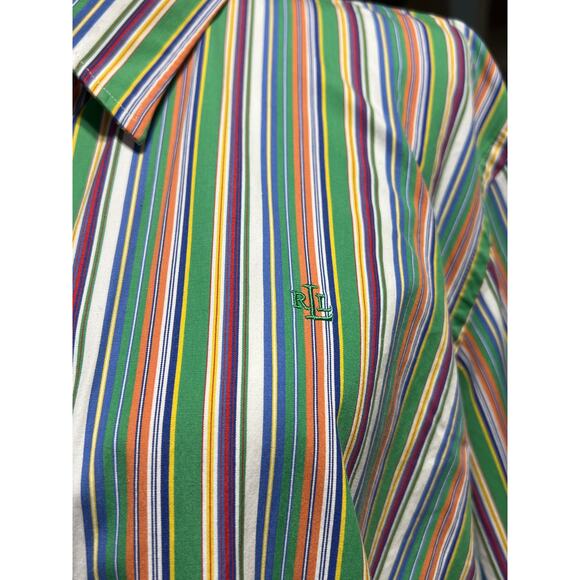 Vintage Y2K Lauren Ralph Lauren LRL Button Up Shirt Striped Cotton Roll Tab 3X - Picture 6 of 16